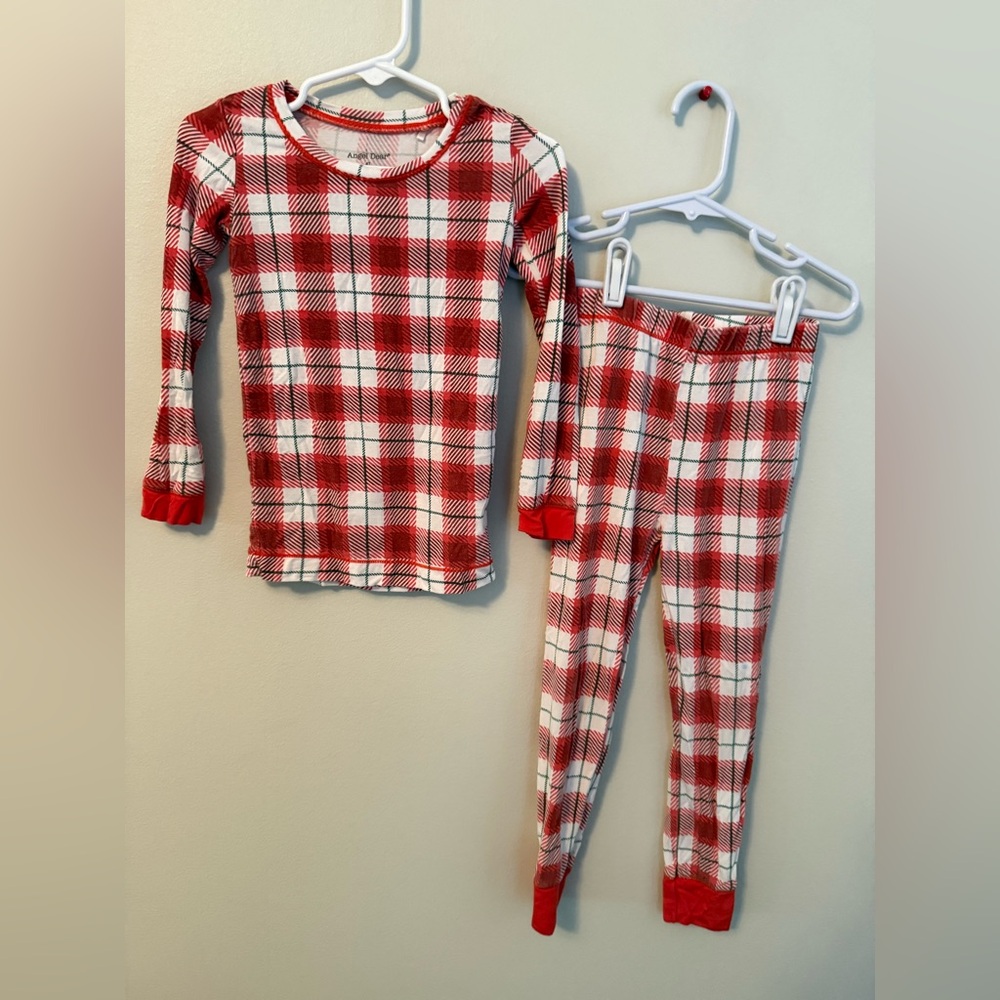 Angel Dear Plaid Red and White Kids Pajamas